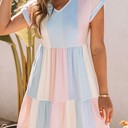  SALE! Multicolor Striped Color Block Tiered Mini Dress