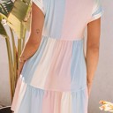  SALE! Multicolor Striped Color Block Tiered Mini Dress