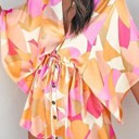  SALE! Printed Buttoned Kimono Sleeve Dress