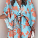  SALE! Printed Buttoned Kimono Sleeve Dress