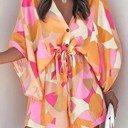  SALE! Printed Buttoned Kimono Sleeve Dress