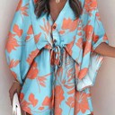  SALE! Printed Buttoned Kimono Sleeve Dress