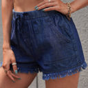  SALE! Denim Frayed Hem Drawstring Shorts