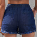  SALE! Denim Frayed Hem Drawstring Shorts