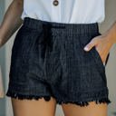  SALE! Denim Frayed Hem Drawstring Shorts