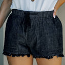  SALE! Denim Frayed Hem Drawstring Shorts