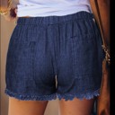  SALE! Denim Frayed Hem Drawstring Shorts