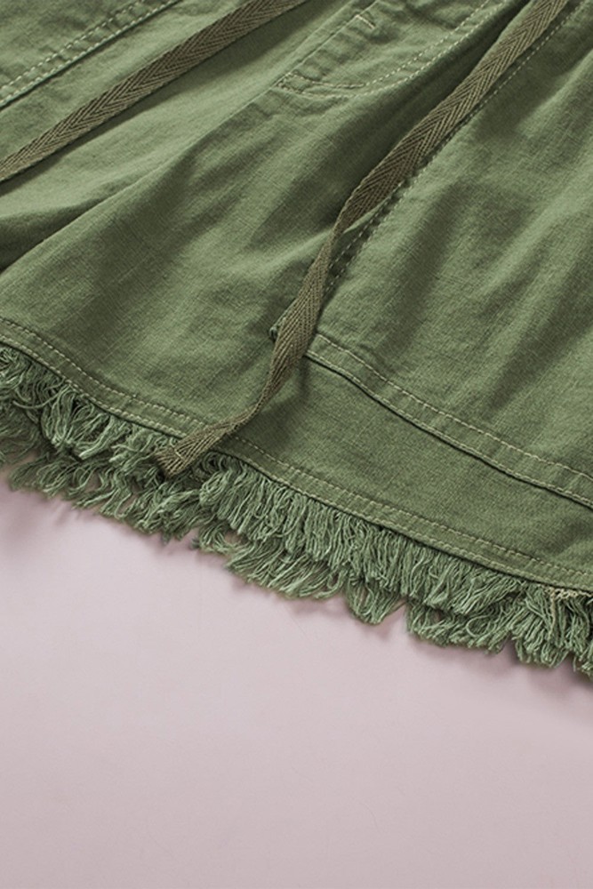 SALE! Denim Frayed Hem Drawstring Shorts