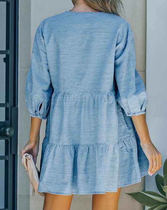 SALE! Denim Tiered Babydoll Dress