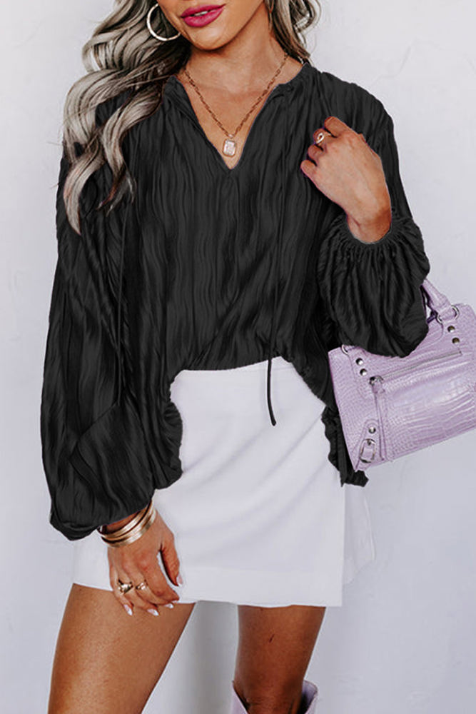 The Tiera Textured Bubble Sleeve Blouse