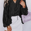  The Tiera Textured Bubble Sleeve Blouse