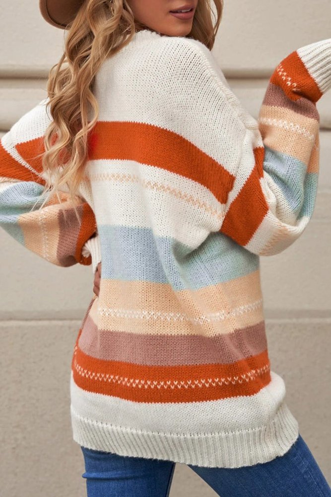 HIDDEN GEMS Soft Colorful Stripe Sweater