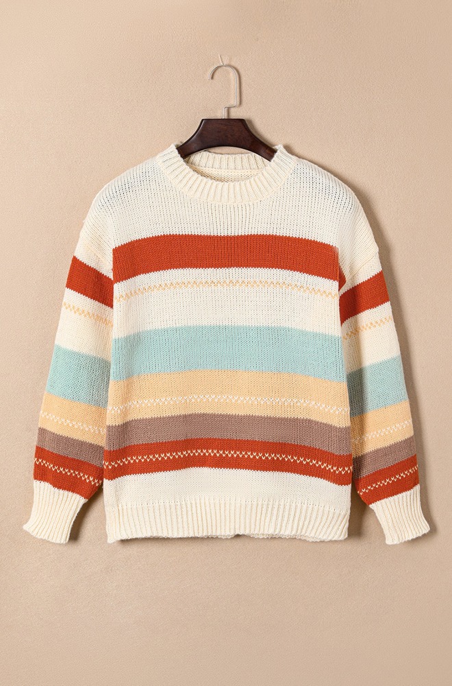 HIDDEN GEMS Soft Colorful Stripe Sweater