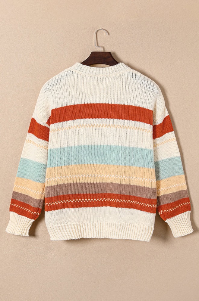 HIDDEN GEMS Soft Colorful Stripe Sweater