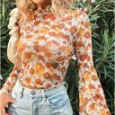  HIDDEN GEMS | Floral Bell Sleeve Mock Neck Blouse