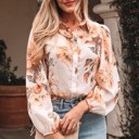  HIDDEN GEMS | Floral Puff Sleeve Collared Shirt
