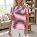  Serena Scalloped Stripe Top