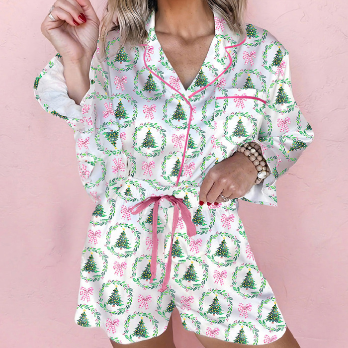 HIDDEN GEMS | Christmas Trees & Bows Pajama Set