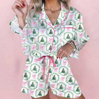 HIDDEN GEMS | Christmas Trees & Bows Pajama Set