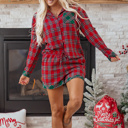  HIDDEN GEMS | Christmas Plaid Patchwork Pajama Set