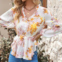  SALE! Floral V Neck Long Sleeve Blouse