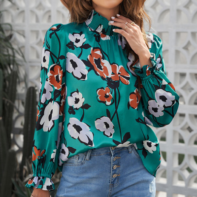 SALE! Floral Smocked Mock Neck Blouse