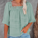 Sea Green XL SALE! Billow & Breeze Eyelet Top