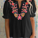  SALE! Floral Embroidered Puff Sleeve Top