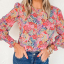  HIDDEN GEMS Floral Smocked Long Sleeve Top