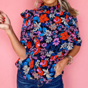  SALE! Floral Mock Neck Blouse