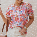  HIDDEN GEMS | Floral Bubble Sleeve Blouse