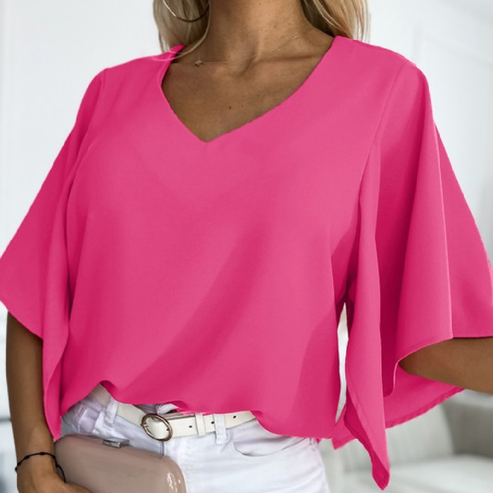 SALE! Flounce Flutter Sleeve V Neck Blouse (Smalls left!)