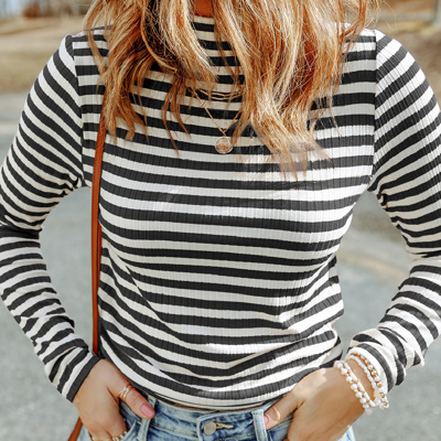 HIDDEN GEMS | Stripe Ribbed Long Sleeve Tee