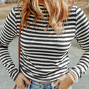  HIDDEN GEMS | Stripe Ribbed Long Sleeve Tee