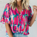  HIDDEN GEMS Painterly Button Blouse