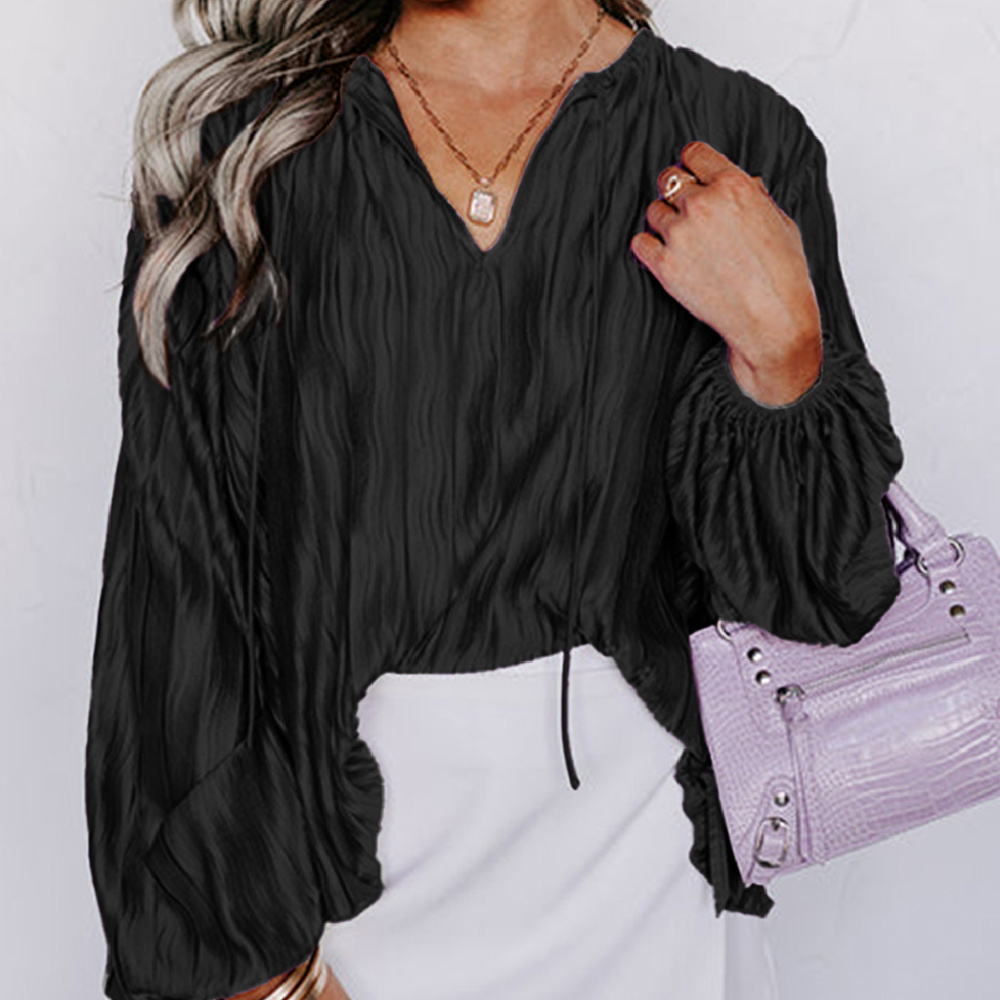 The Tiera Textured Bubble Sleeve Blouse