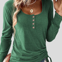  HIDDEN GEMS | Solid Drawstring Side Henley Top