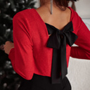 Racing Red Small The Arlene Shimmery Bow Tie Back Top