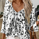  HIDDEN GEMS Leopard Shirred Blouse