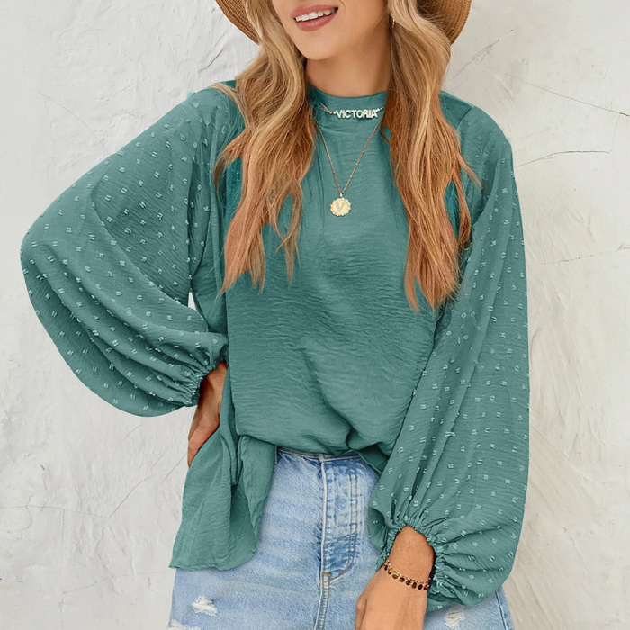 HIDDEN GEMS Dotted Sleeve Blouse