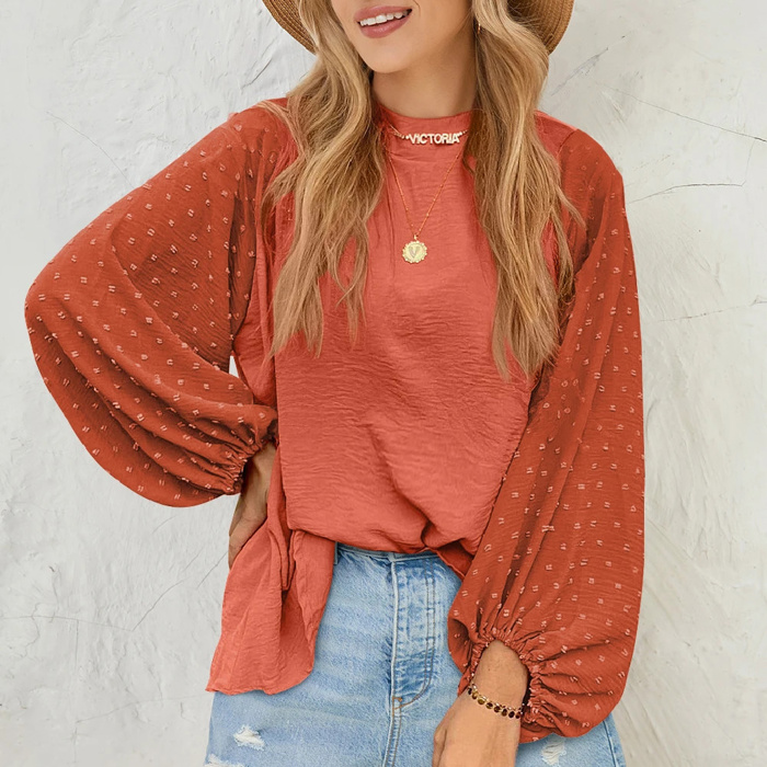 HIDDEN GEMS Dotted Sleeve Blouse