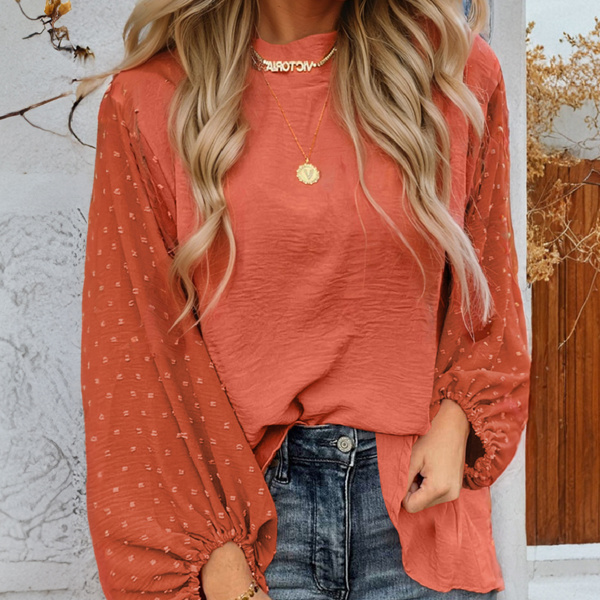 HIDDEN GEMS Dotted Sleeve Blouse