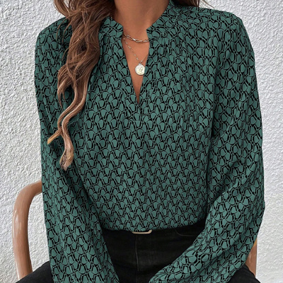 HIDDEN GEMS Abstract V Neck Blouse