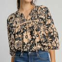  HIDDEN GEMS Floral Smocked Textured Blouse