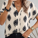  HIDDEN GEMS Abstract Pleated Blouse