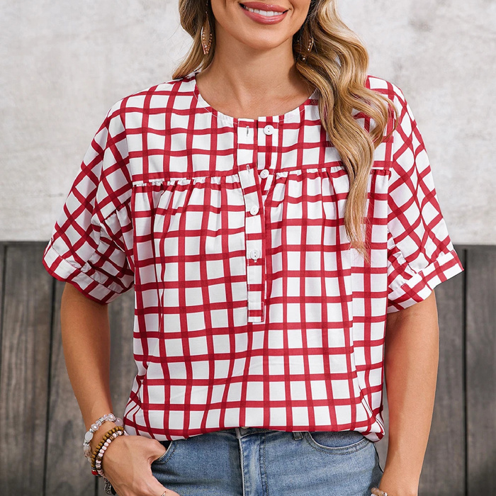 HIDDEN GEMS | Adorably Classic Gingham Plaid Blouse