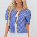  HIDDEN GEMS Stripe Bow Tie Top