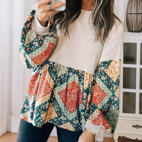 The Paige Patchwork Colorblock Top