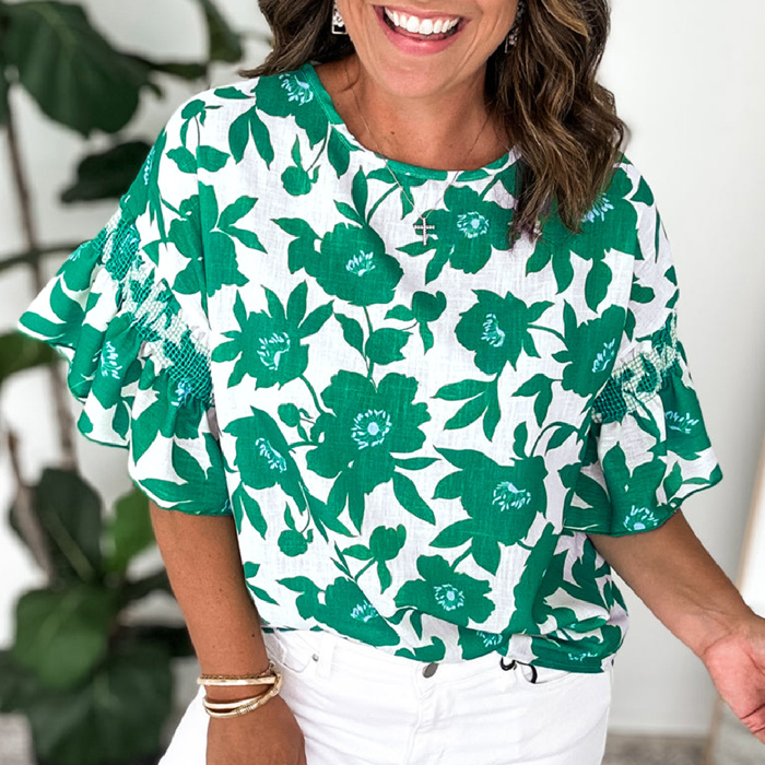 HIDDEN GEMS Vibrant Floral Loose Blouse