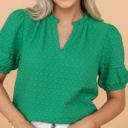  Everyday Ease Textured Puff Sleeve Top
